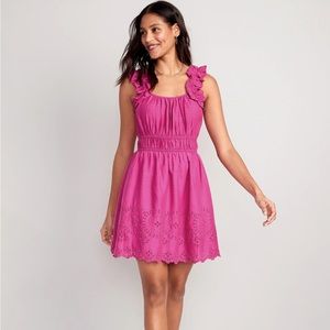 Old Navy Size M Waist-Defined Ruffle-Trimmed Mini Dress for Women NWT